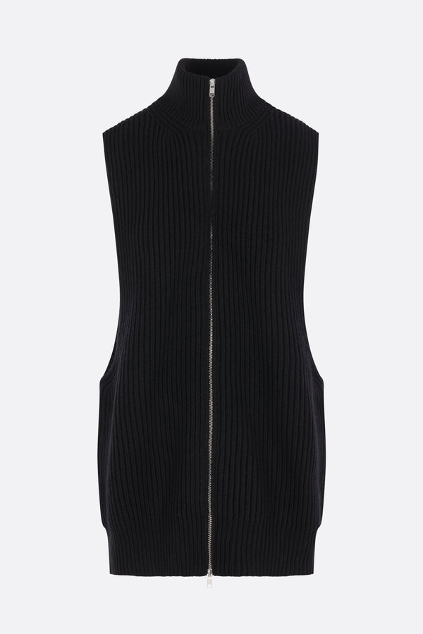 gilet full-zip in misto lana a coste