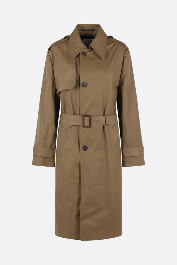 trench monopetto in cotone cerato