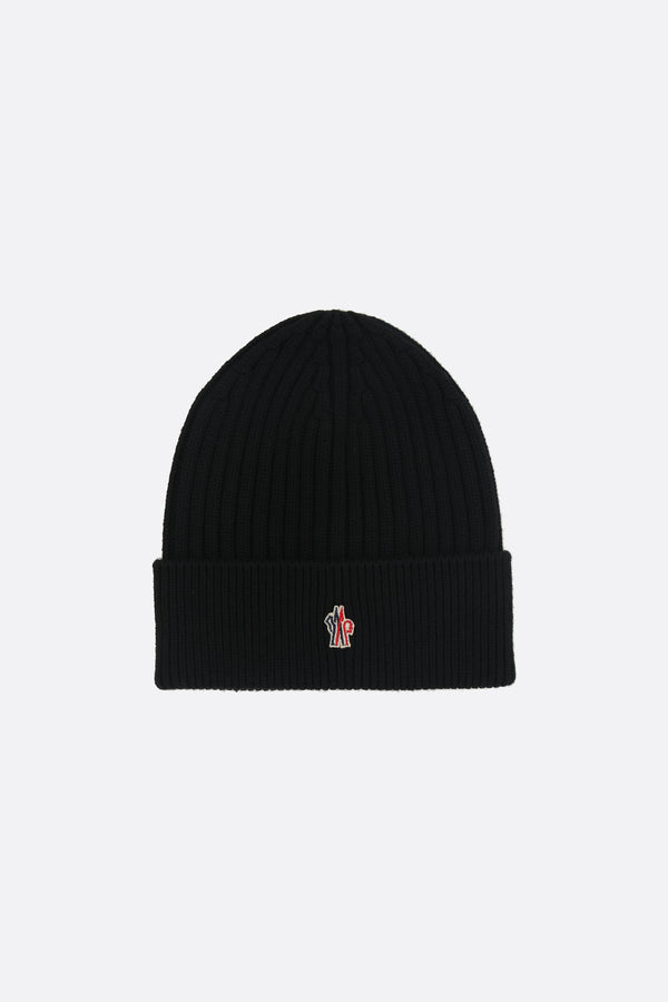 wool beanie with logo patch