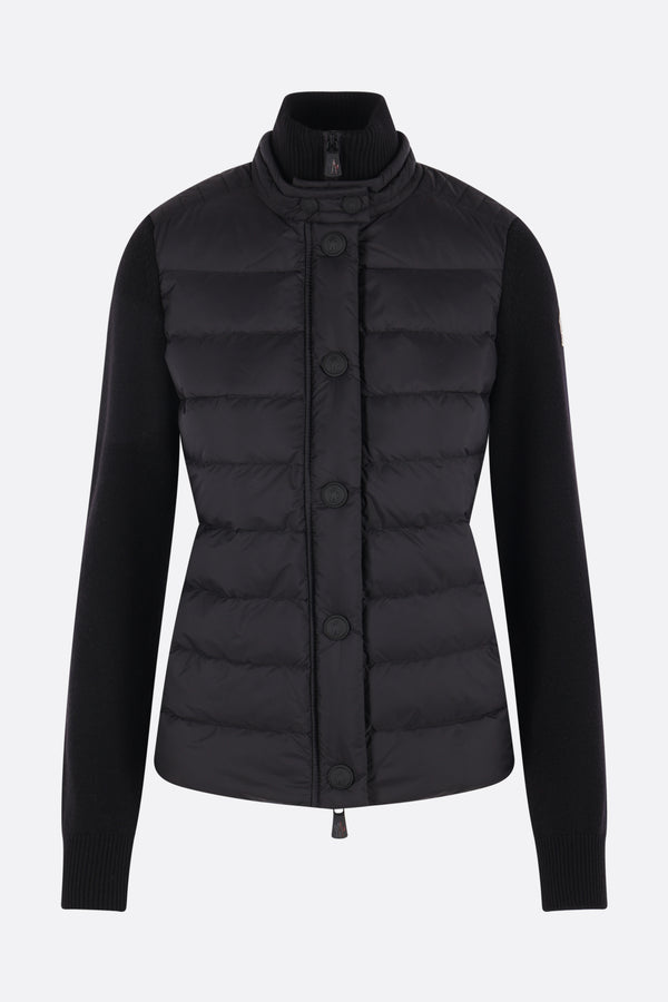 full-zip cardigan in knit and padded nylon