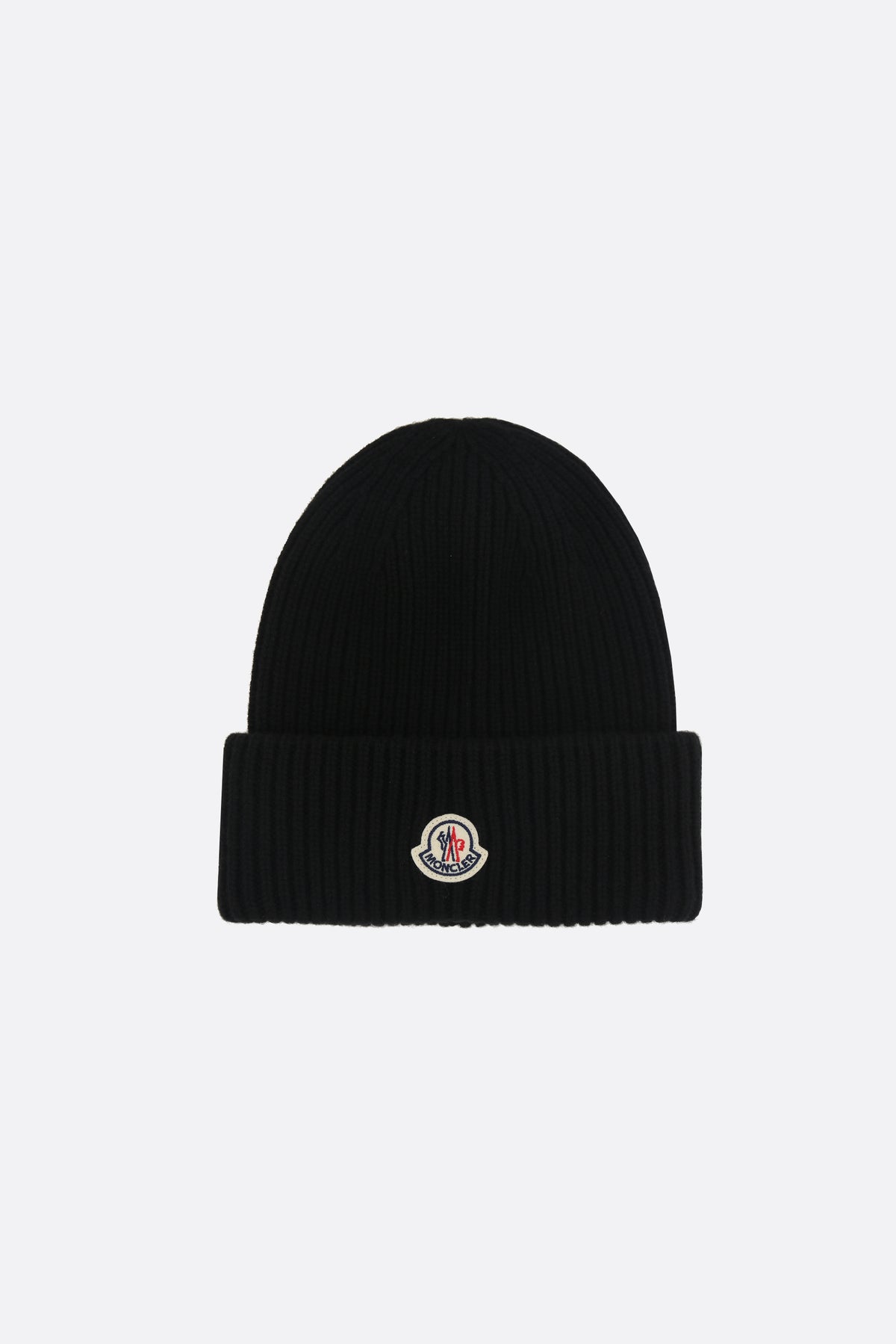 wool and cashmere beanie with logo patch