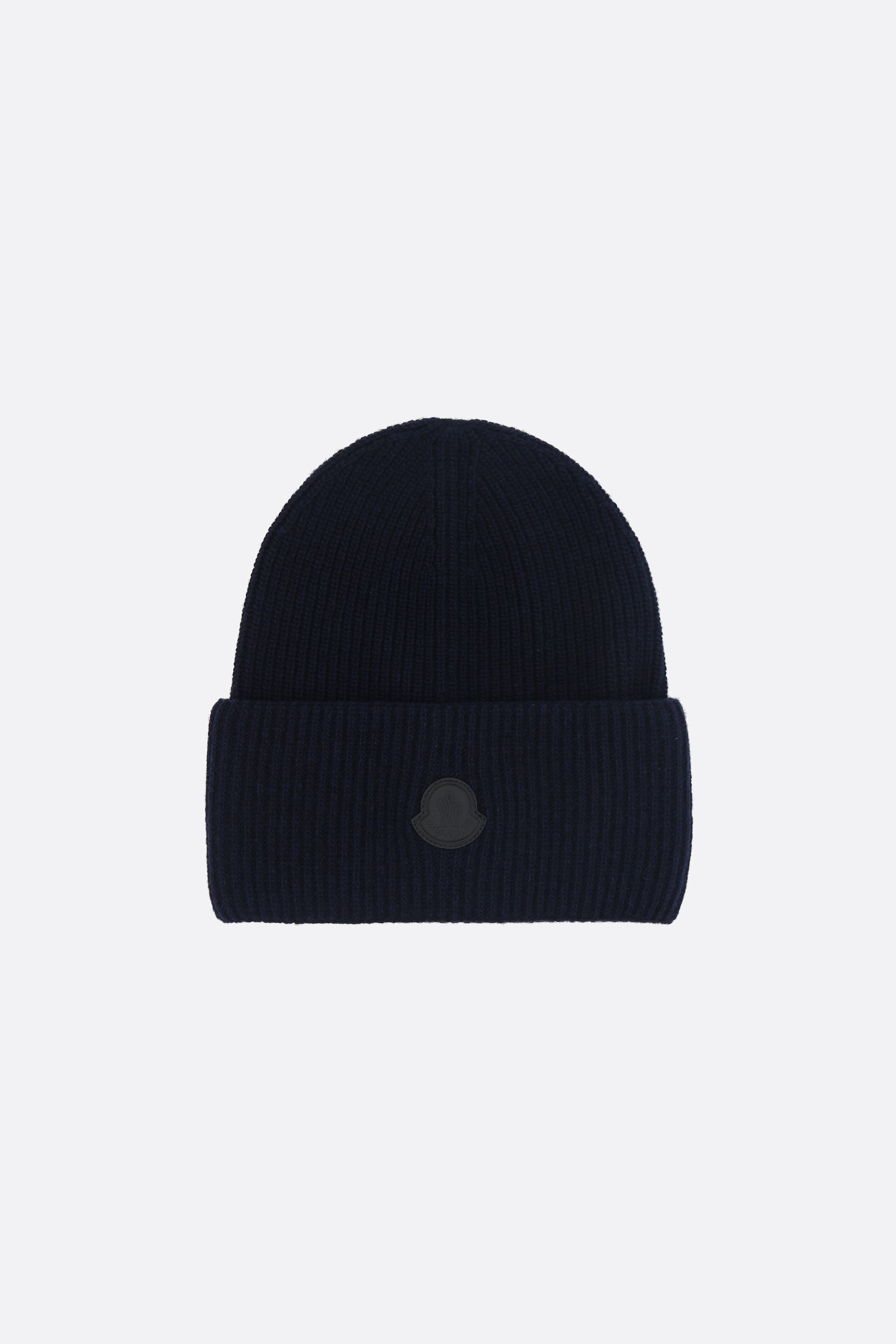 wool and cashmere beanie with logo patch