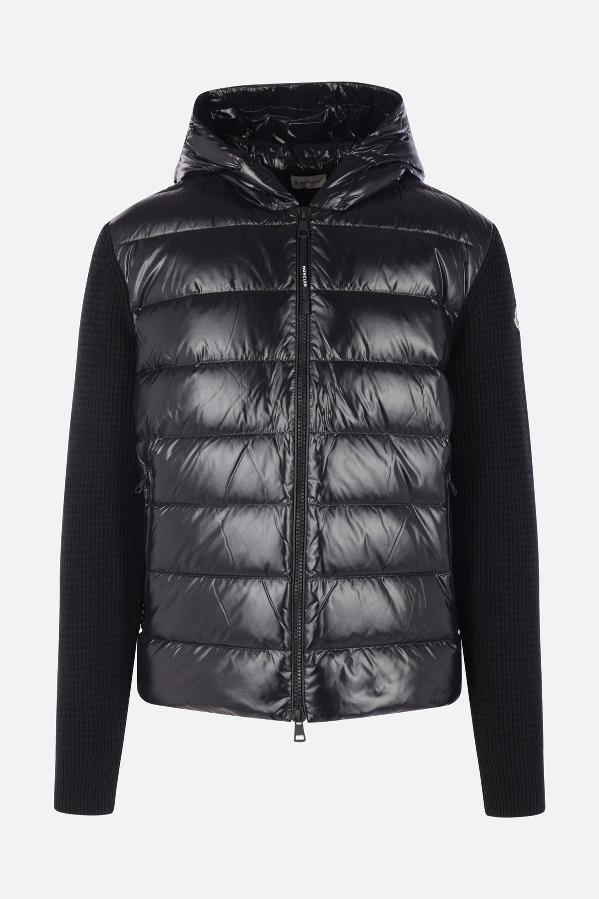 cardigan full-zip in lana e nylon imbottito