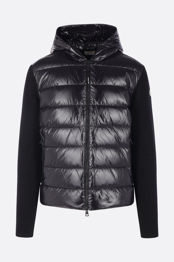 cardigan full-zip in lana e nylon imbottito