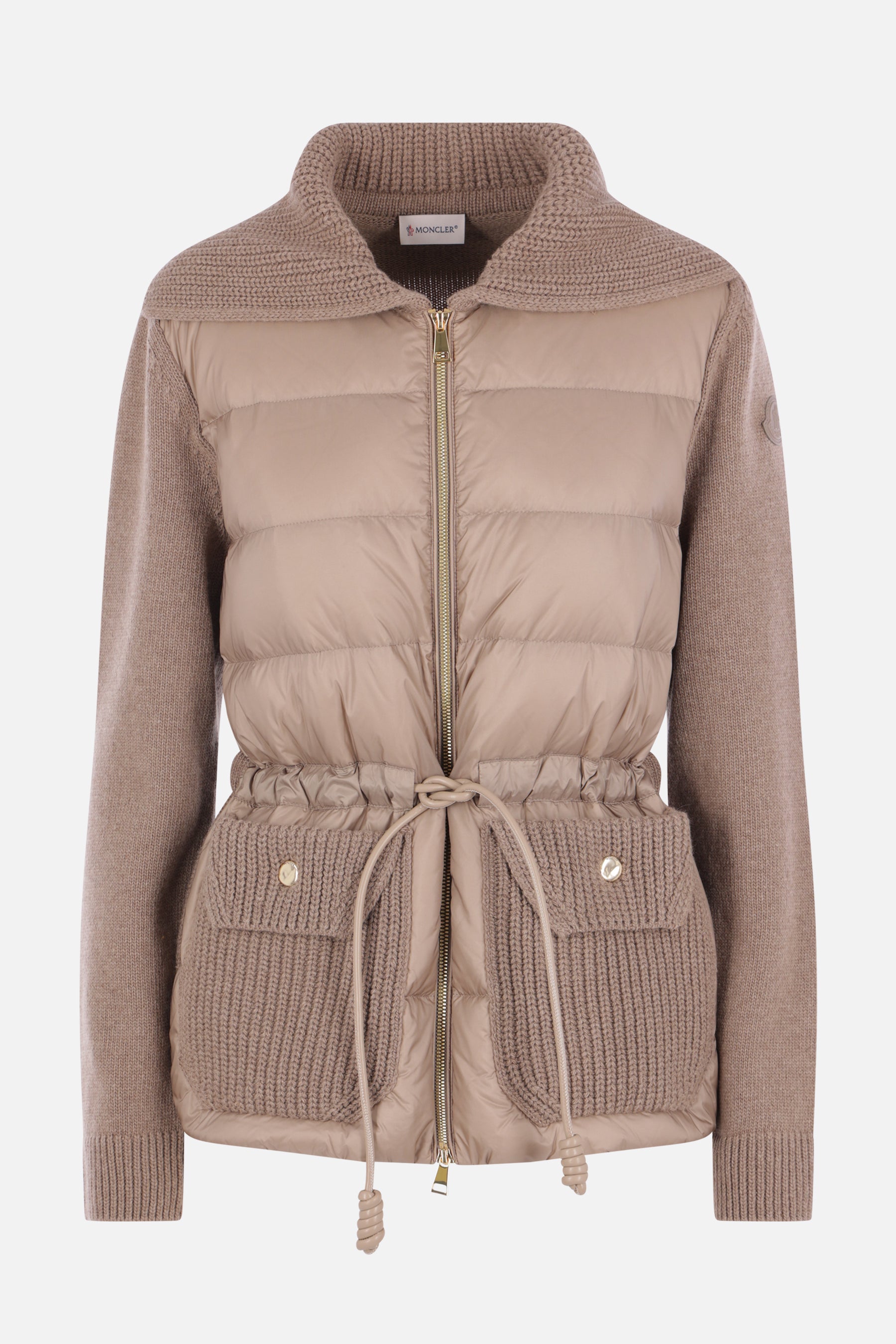 cardigan full-zip in maglia e nylon imbottito