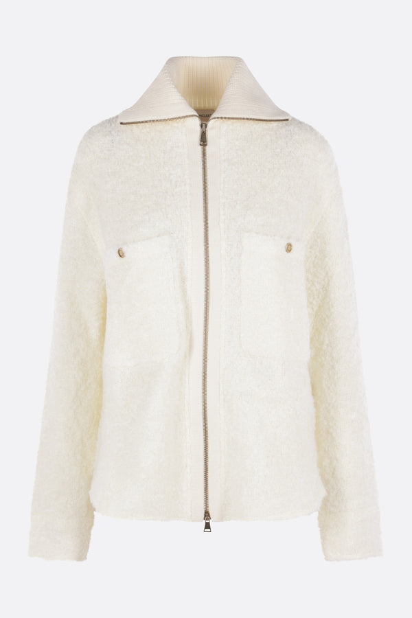 full-zip overshirt in tweed