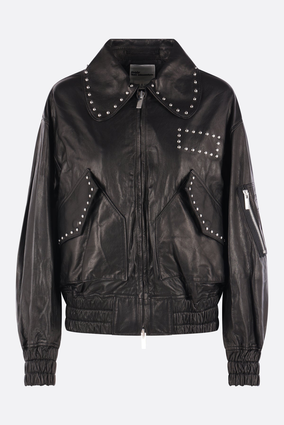 leather bomber jacket with studs