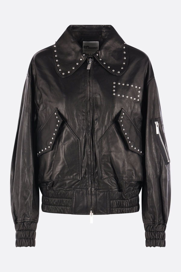 bomber in pelle con borchie