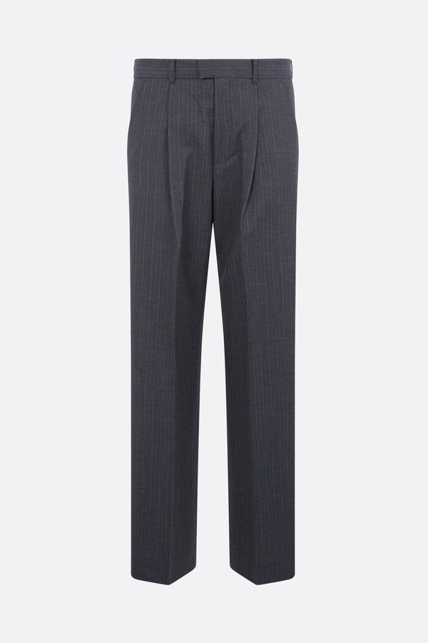 Slack wide-leg trousers in cotton and wool