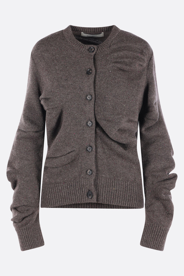 wool cardigan with pleats