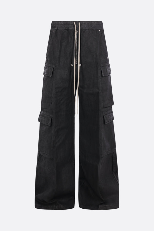 pantalone Double Cargo Jumbo Belas in denim resinato