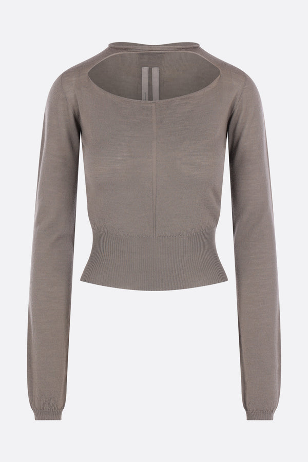 Slashed cropped sweater in wool