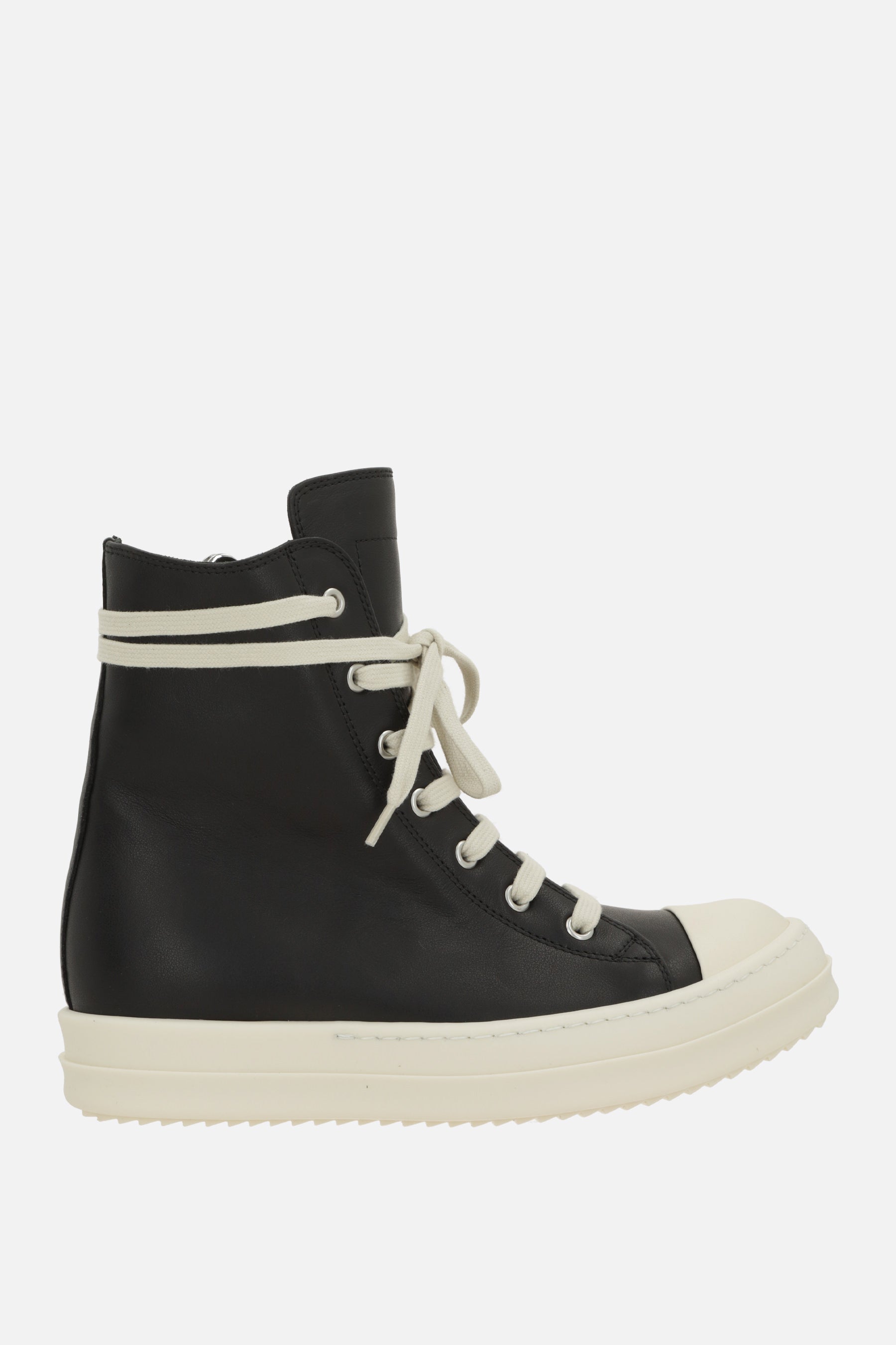 high-top sneakers in smooth leather