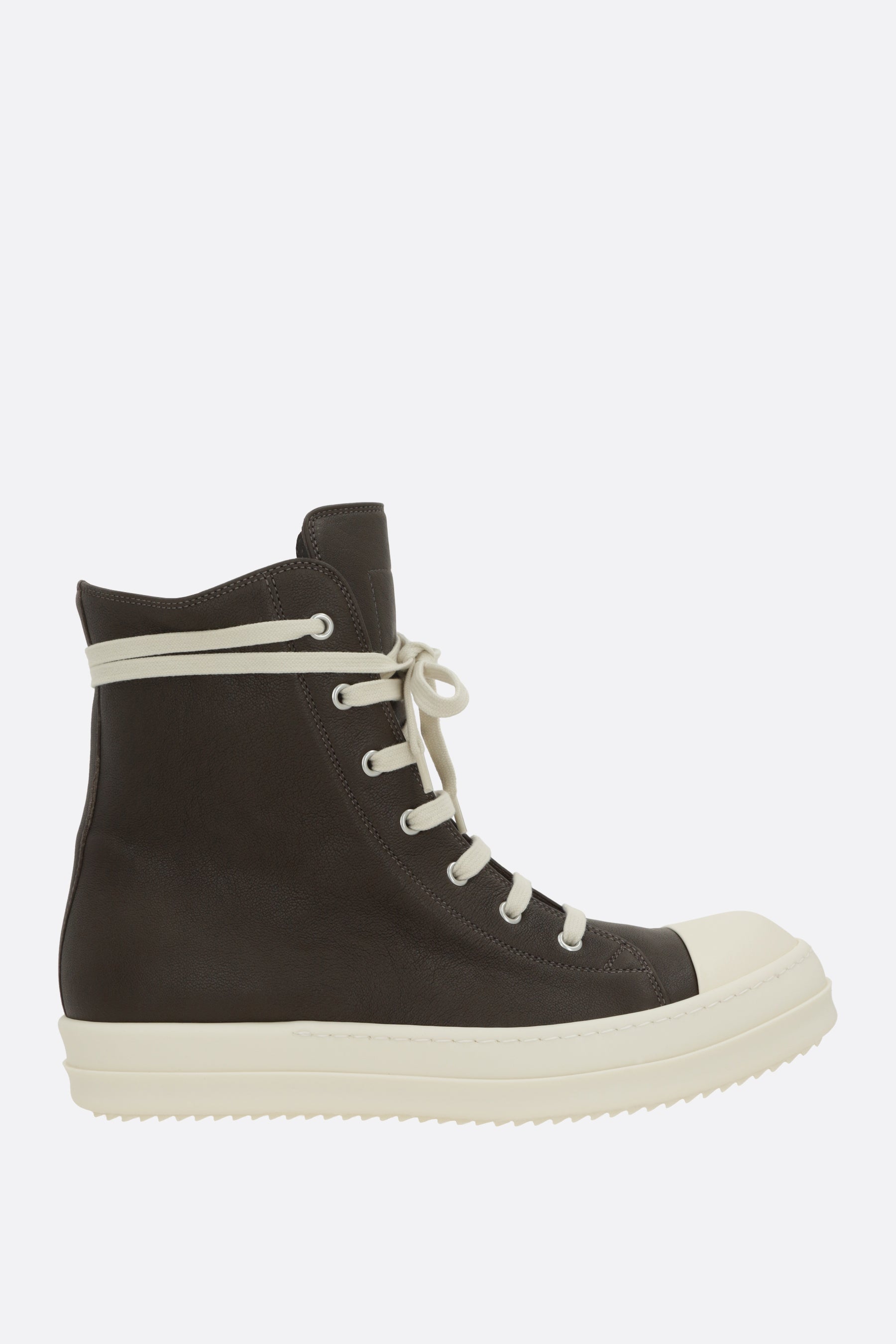 high-top sneakers in smooth leather
