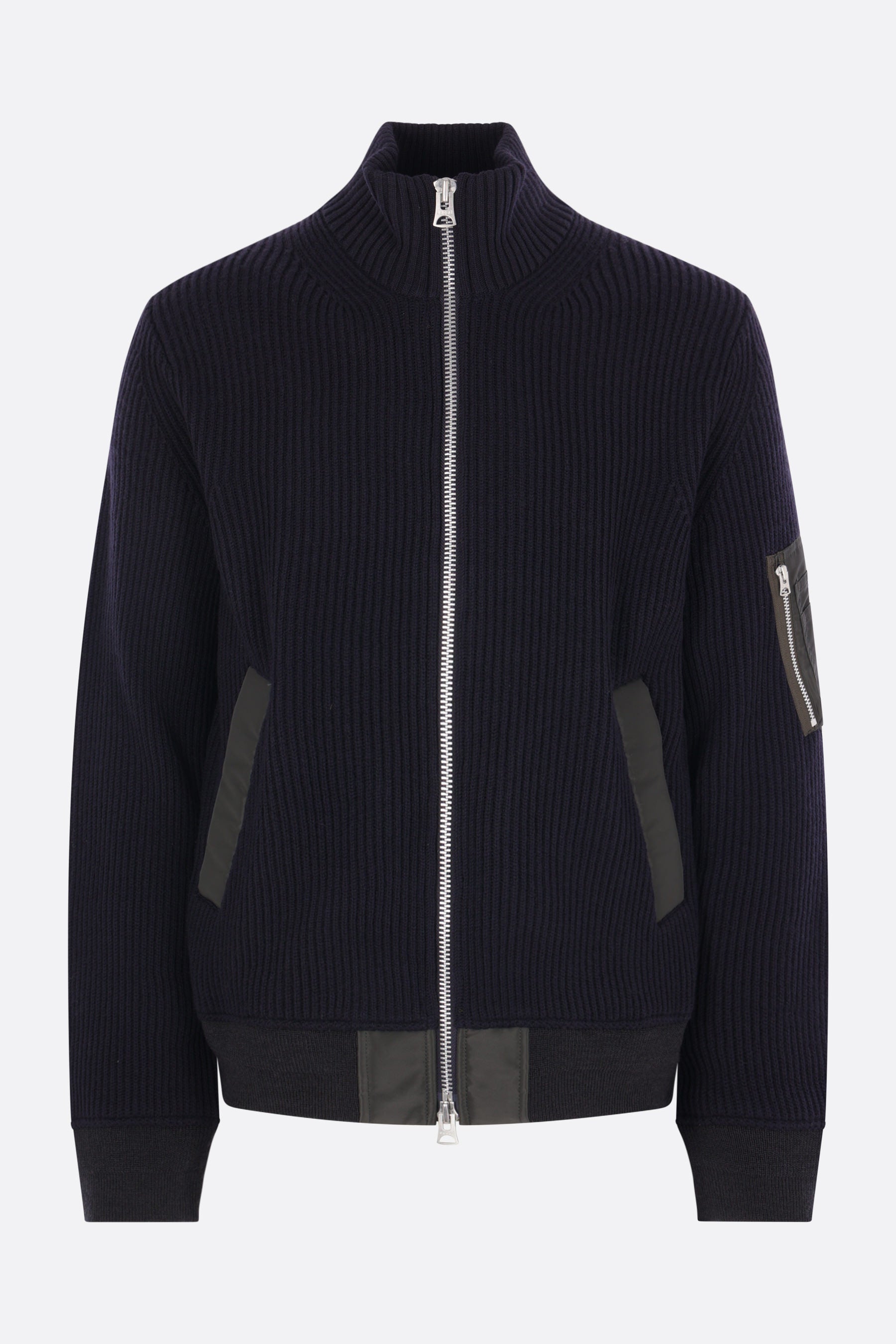 full-zip cardigan in rib wool