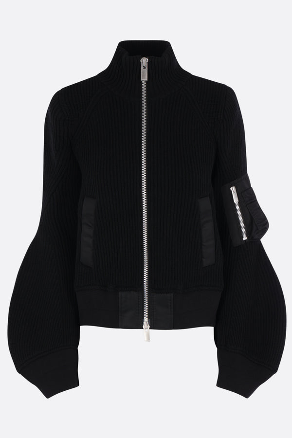 full-zip cardigan in rib wool