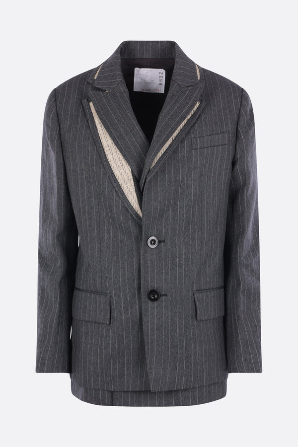 single-breasted blazer in pinstriped wool