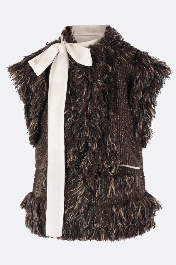 tweed vest with fringes