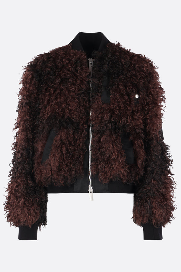 nylon and faux shearling bomber jacket