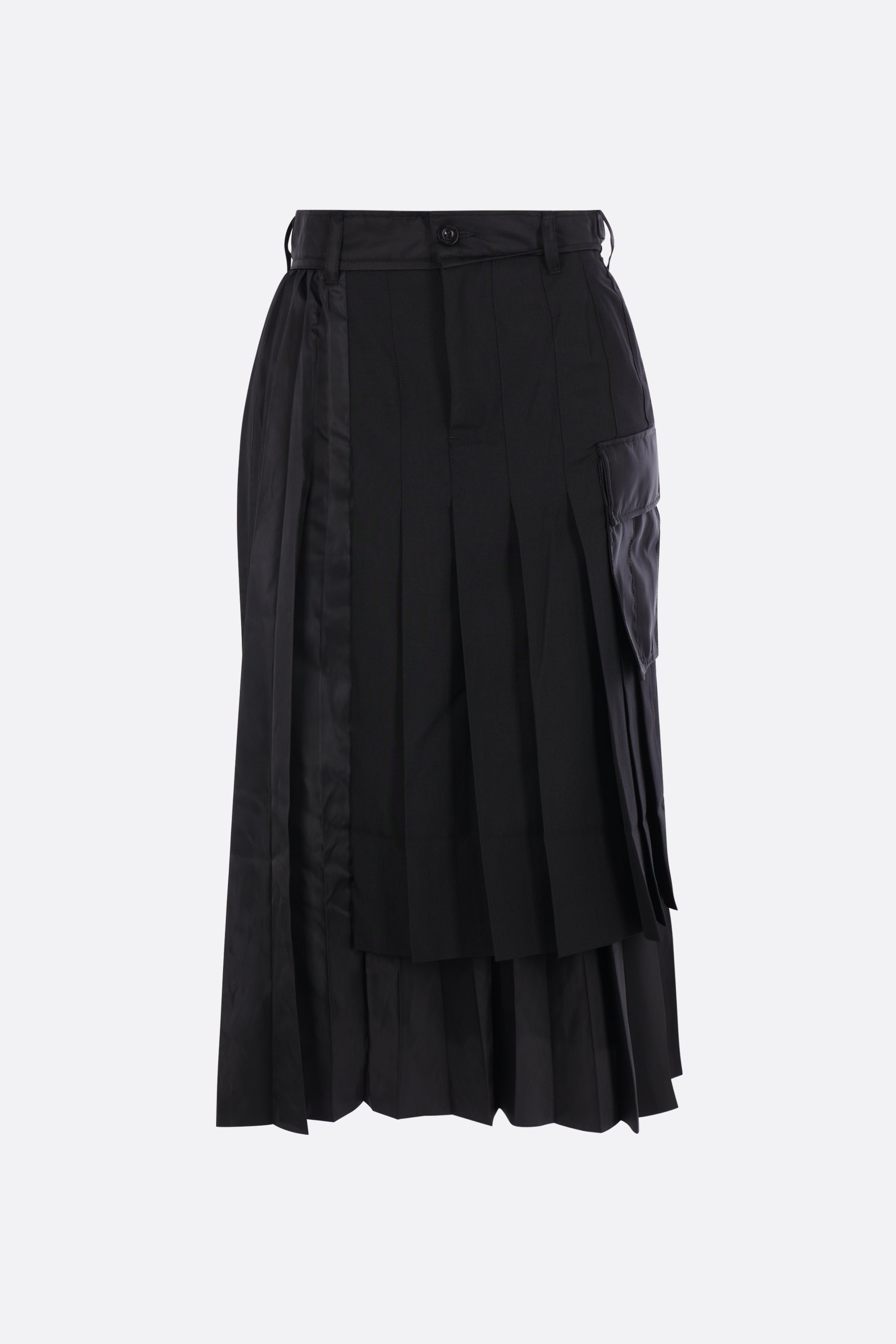 pleated skirt in wool blend and nylon