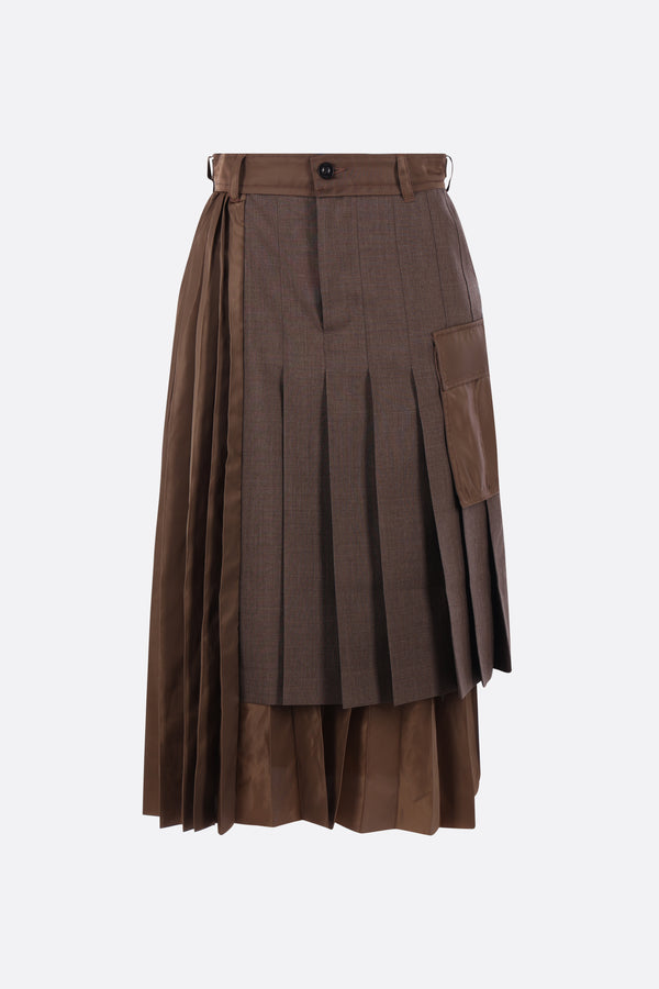pleated skirt in wool and nylon