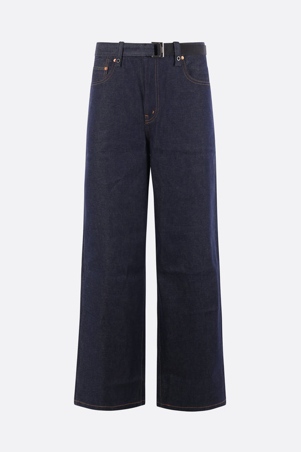 jeans a gamba ampia in denim con cintura