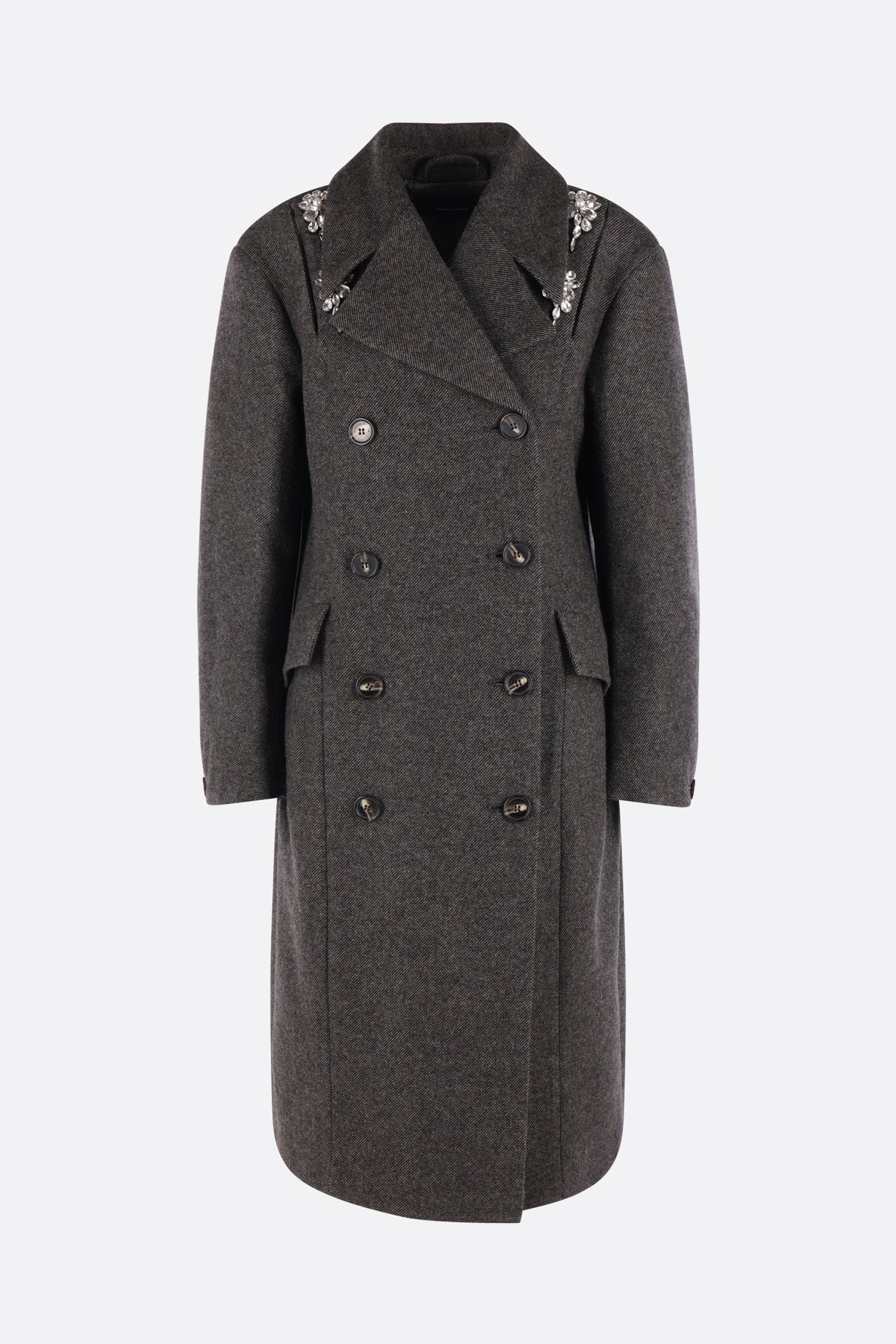 double-breasted slash coat in wool blend