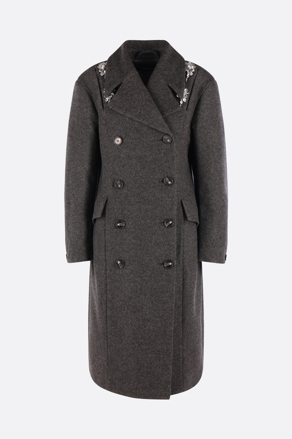 double-breasted slash coat in wool blend