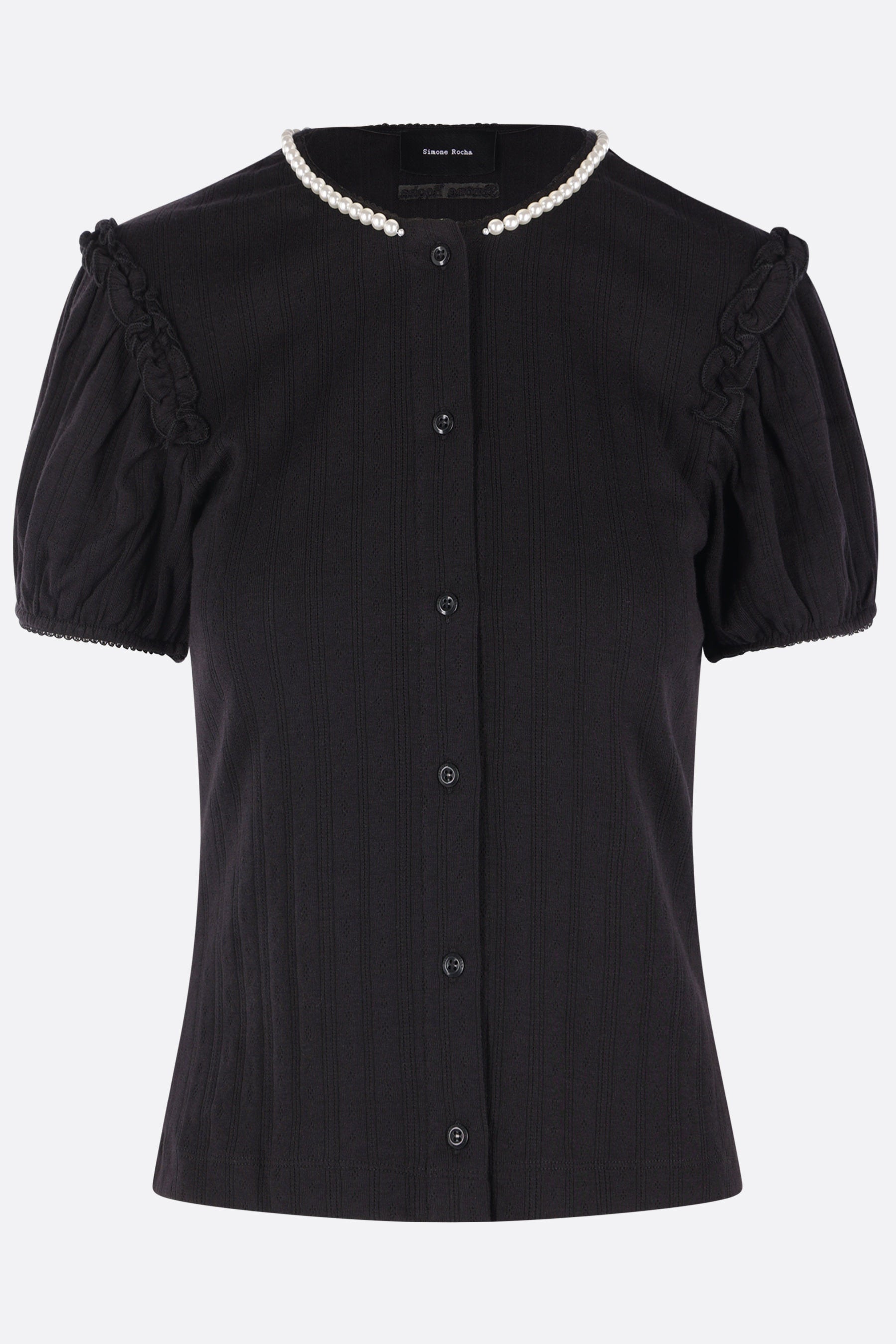 cardigan a maniche corte in maglia pointelle