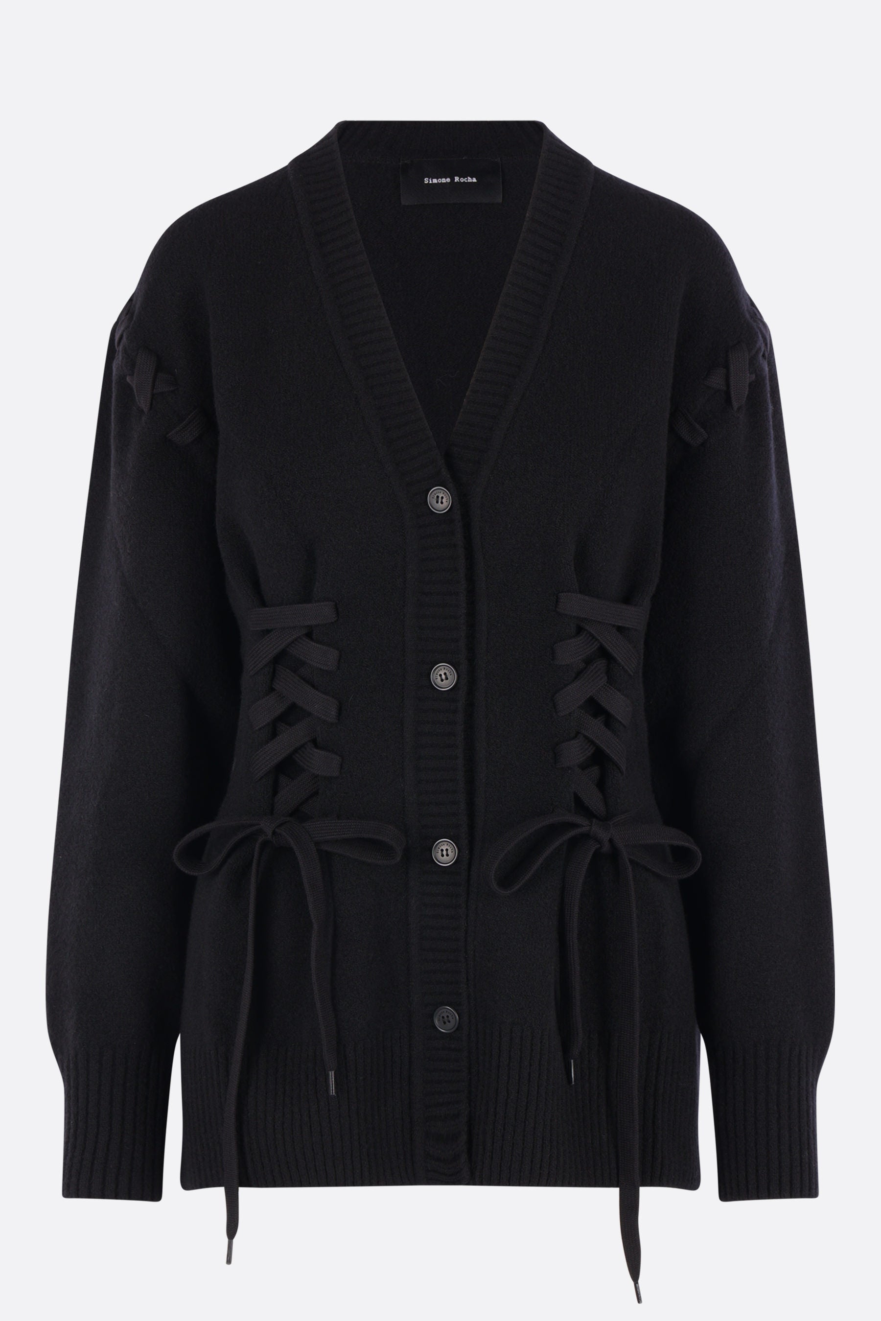 cardigan in lana con dettagli a corsetto
