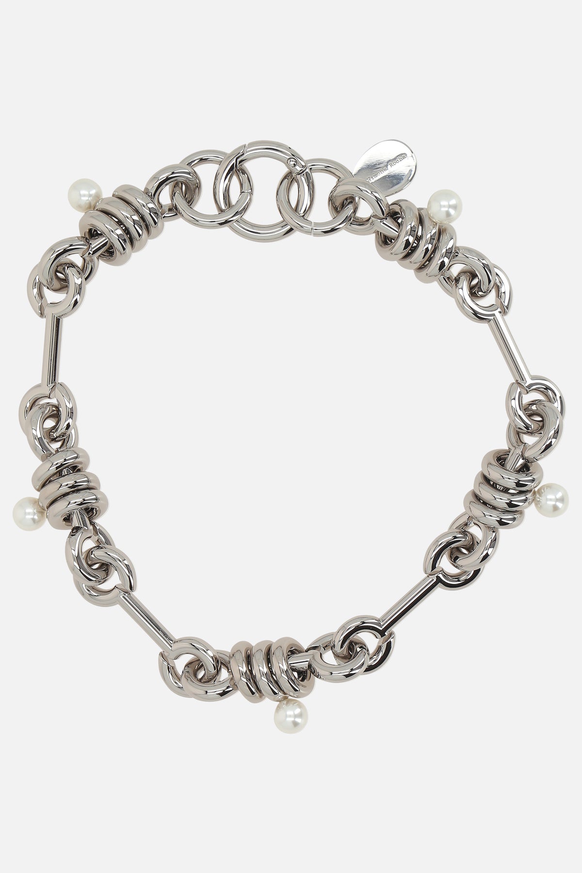 stacked link pearl chain necklace