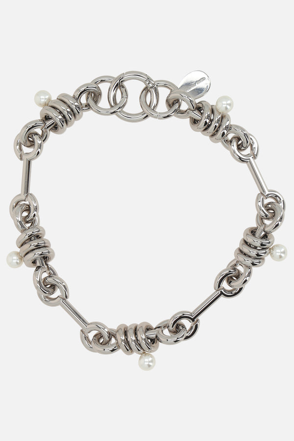 collana a catena in ottone con perle