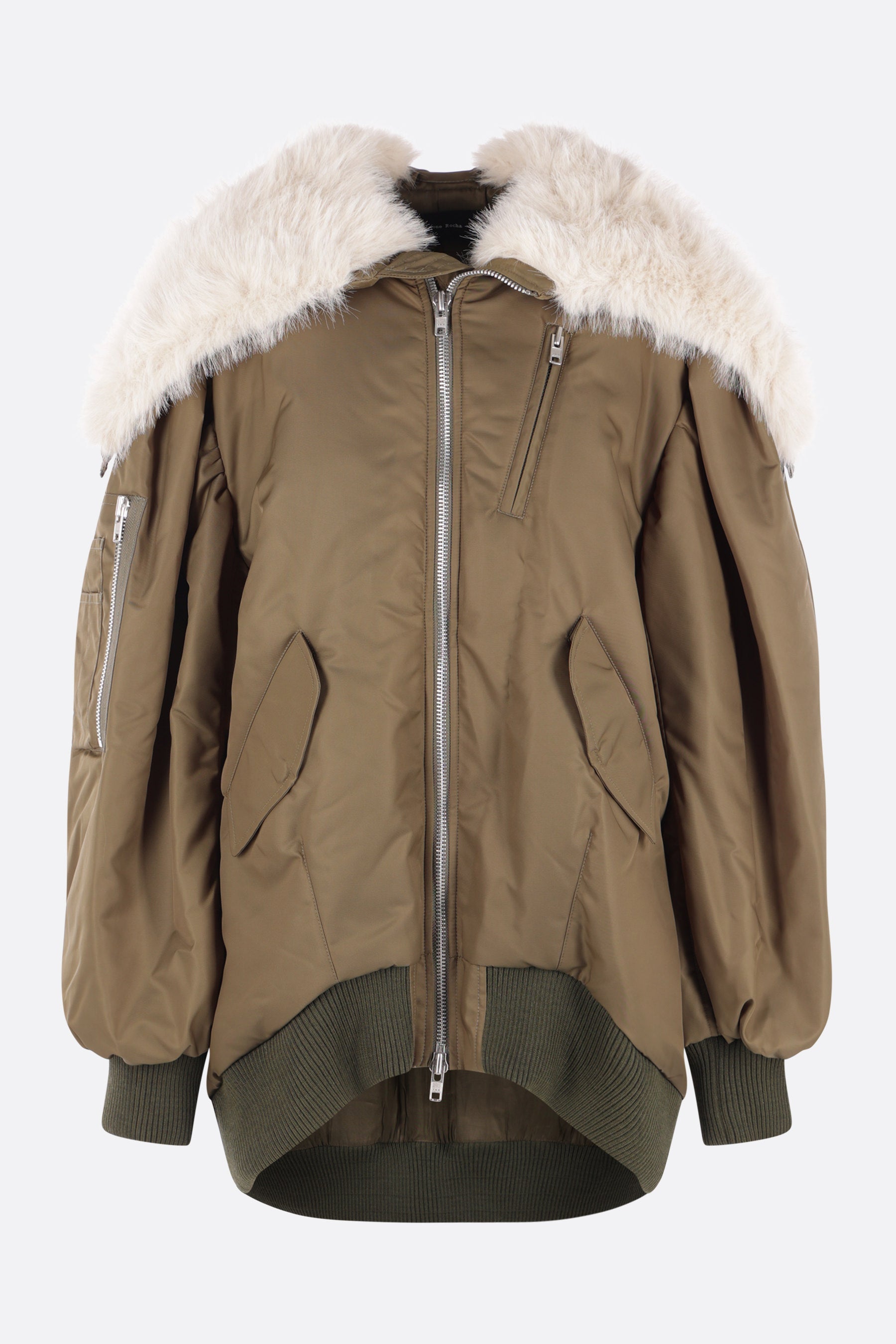 bomber oversize in nylon ed ecopelliccia