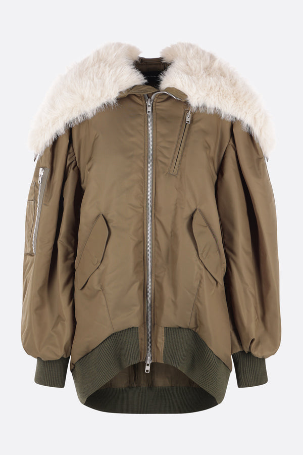 bomber oversize in nylon ed ecopelliccia