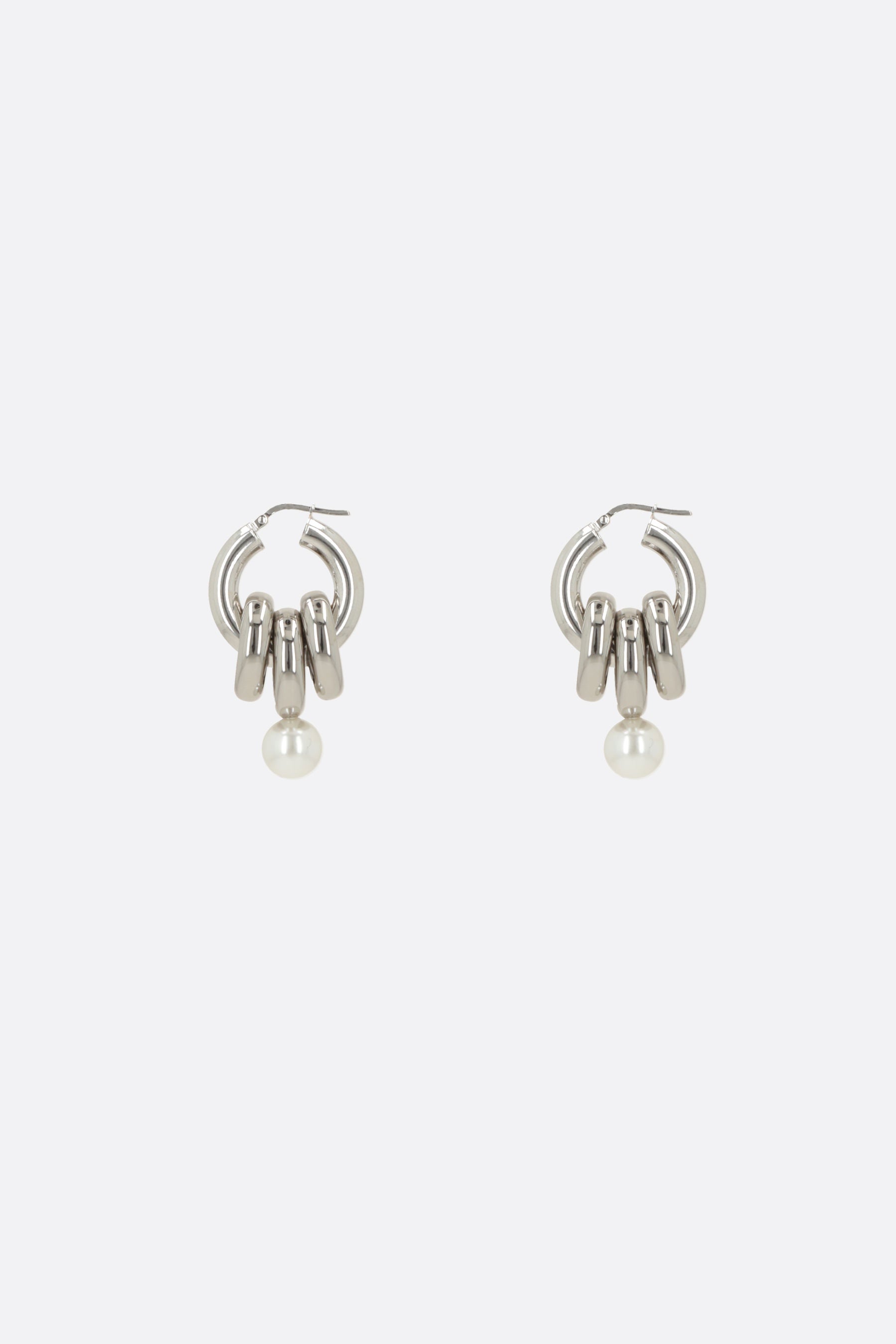 orecchini a cerchio Stacked Link con perle