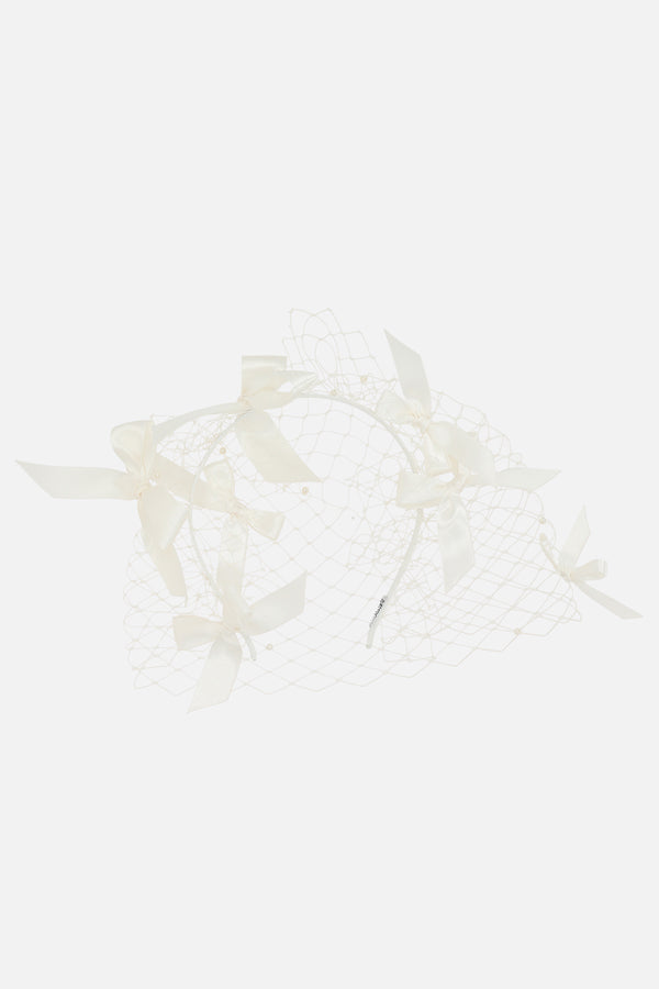 Calais headband in grosgrain with veil