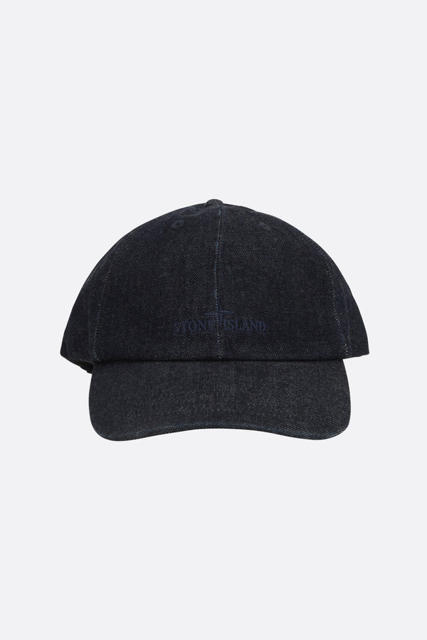 denim baseball cap with logo embroidery