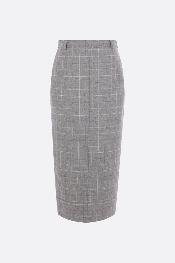 check wool pencil skirt