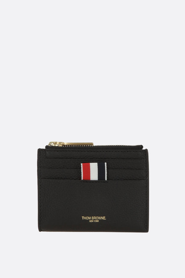 zipped card case in Pebble grain leather