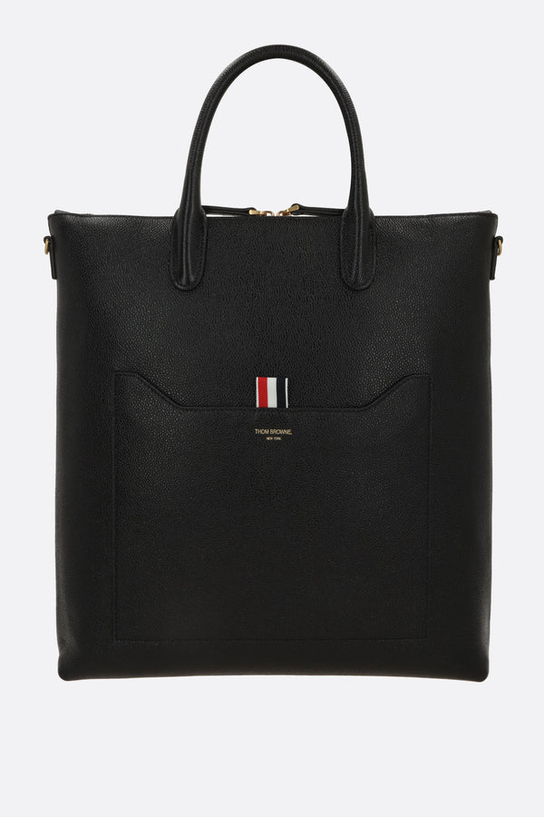 vertical tote in grainy leather