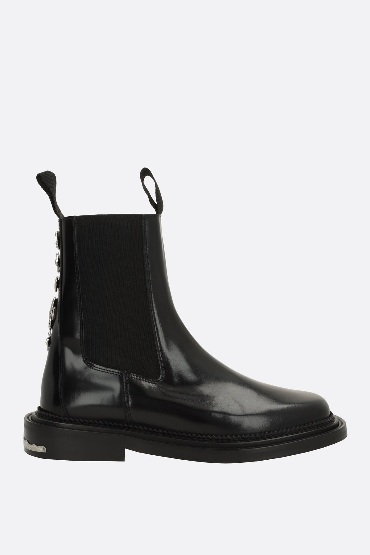 stivaletto chelsea in pelle spazzolata con borchie