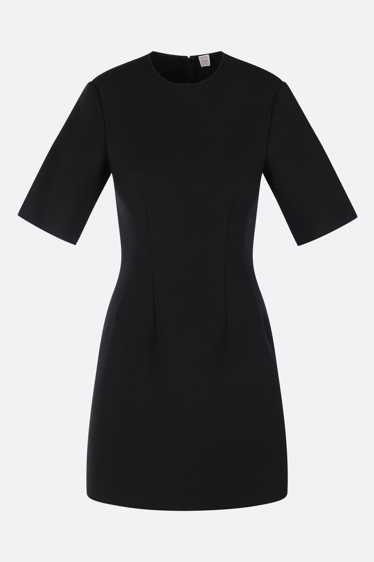 sculptural dress in scuba crepe