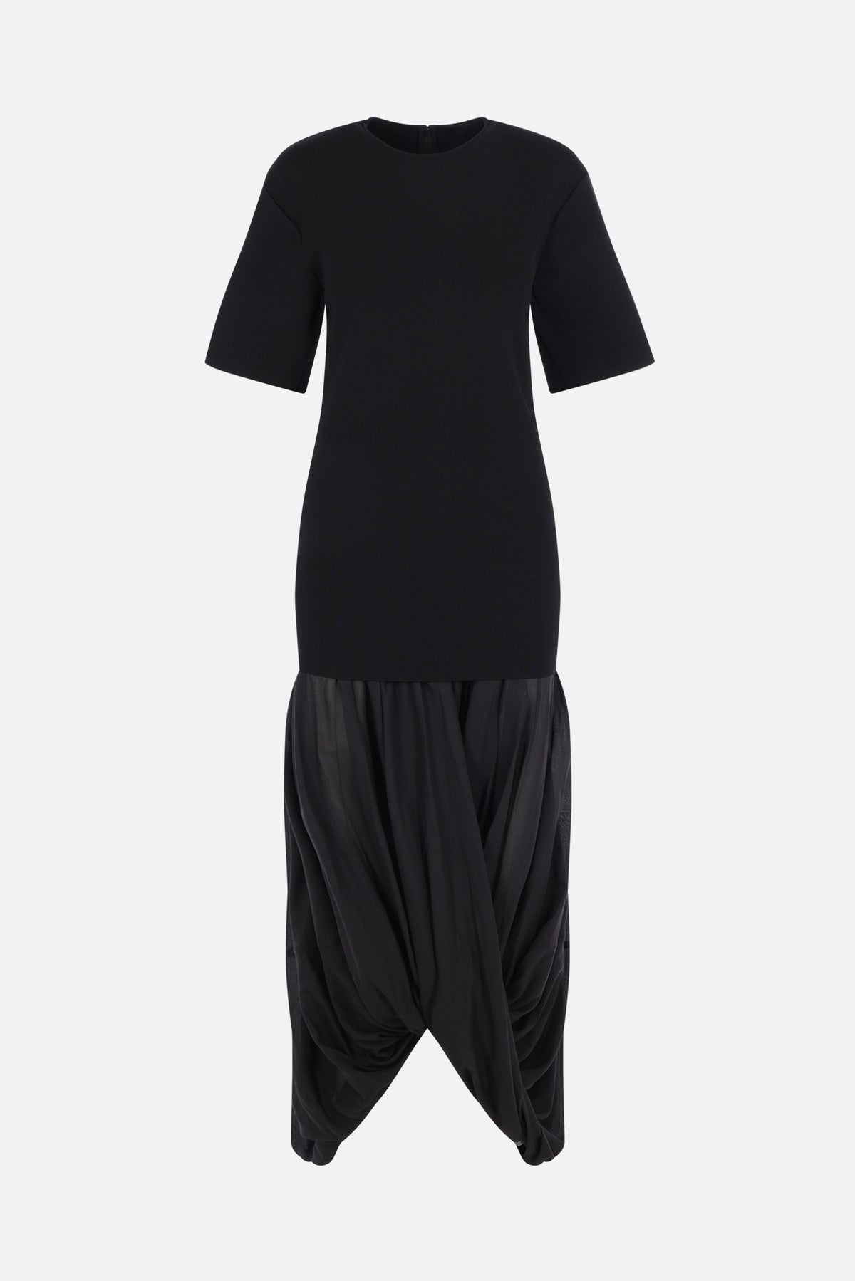 cocoon tee dress in knit and voile