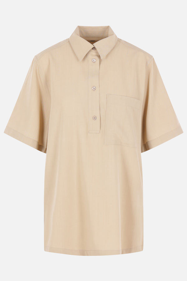 camicia polo in misto lana