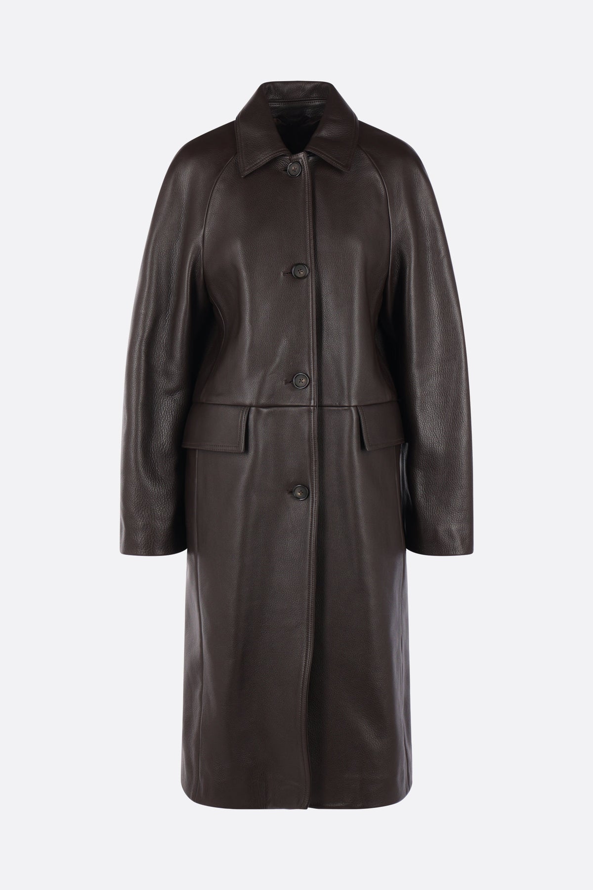 single-breasted coat in leather
