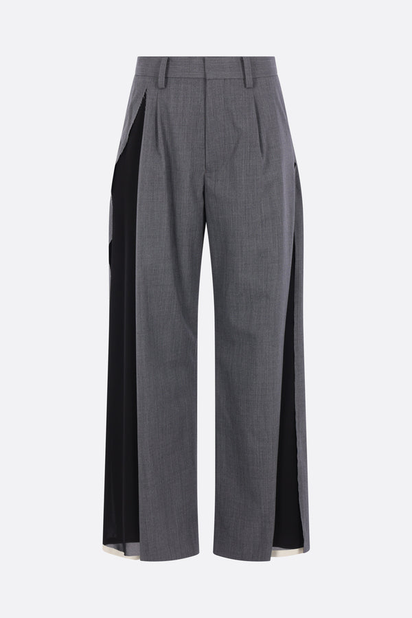 deconstructed trousers in wool blend and crepe