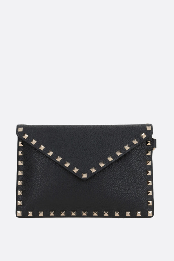 clutch Rockstud in pelle martellata