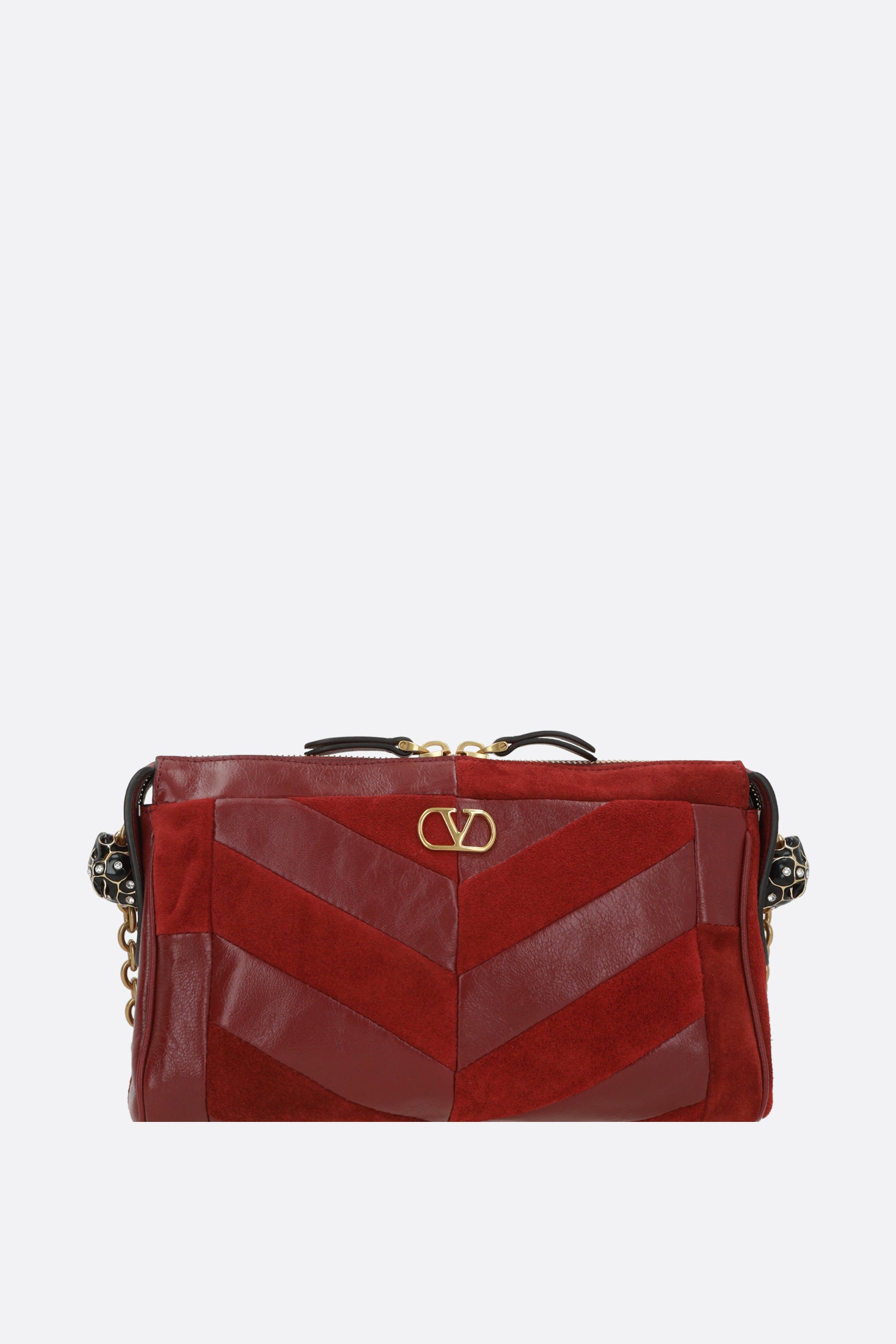 Panthea small shoulder bag in chevron nappa and suede