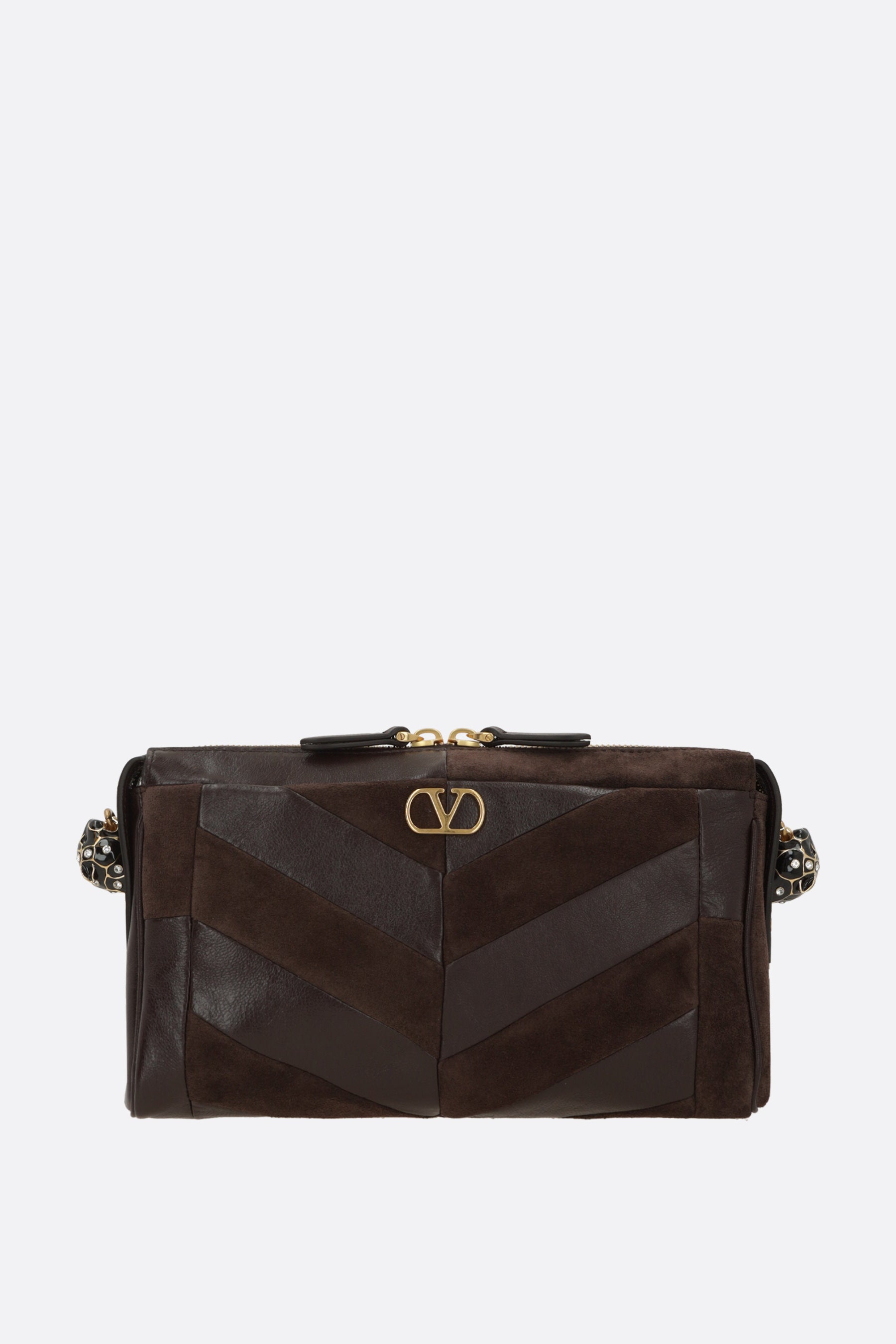Panthea small shoulder bag in chevron nappa and suede