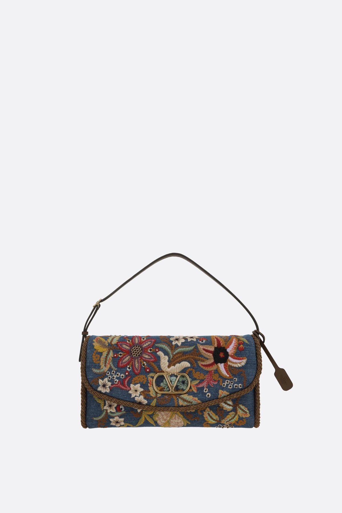 Devain shoulder bag in embroidered denim